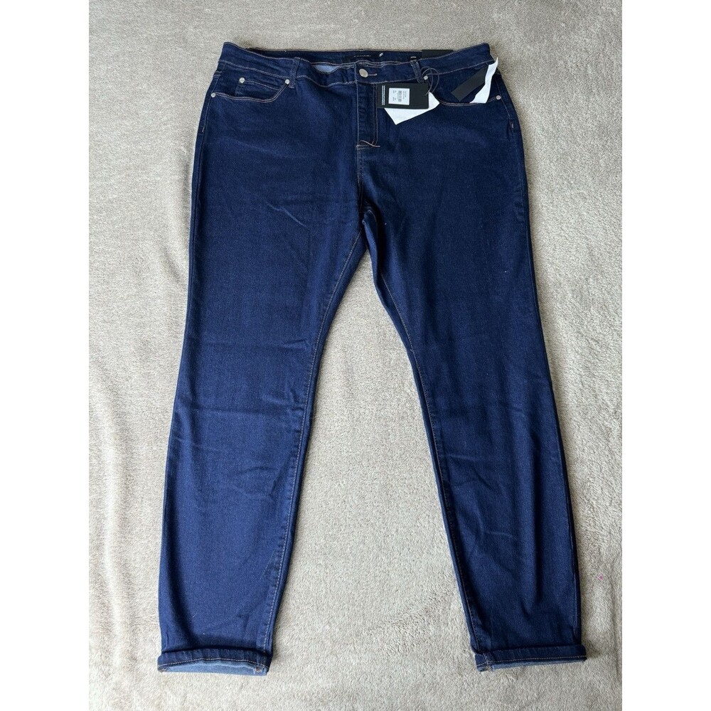 Tahari Jamie Dark Wash Skinny Jeans Women’s Plus Size 24W Roll Cuff NWT